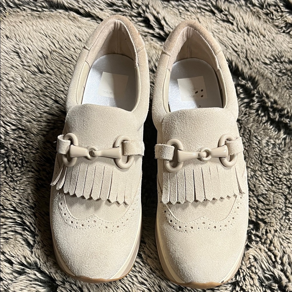 Dolce Vita Cream Suede Loafers